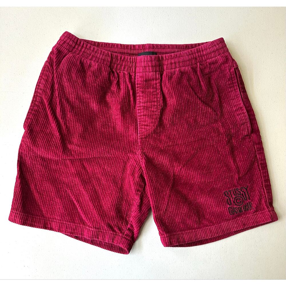 Stussy Summer Corduroy Shorts Burgundy Red Wide Wale Classic Gear Men's Size 28